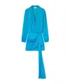 Blumarine Draped Viscose Jersey Mini Dress W/bow In Blue