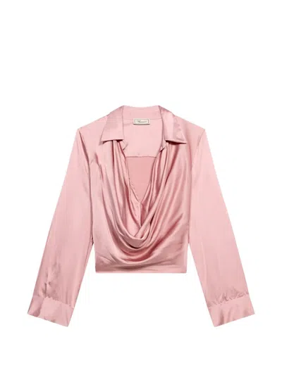 Blumarine Draped Satin Blouse In Pink