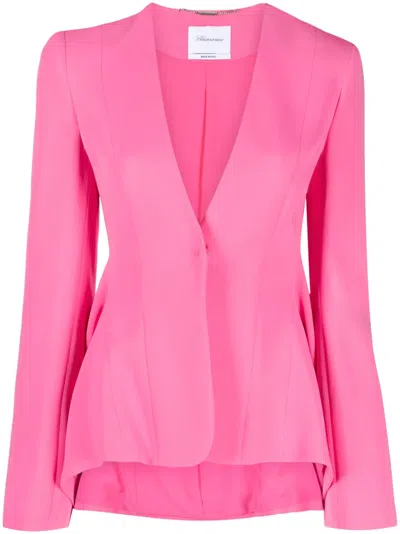 Blumarine Draped Single-breasted Blazer In Pink