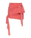Blumarine Ruched Detailed Asymmetric Mini Skirt In Red