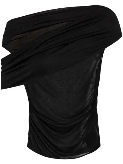Blumarine Draped Top In Black  