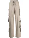 Blumarine Drawstring Cotton Cargo Trousers In Grey