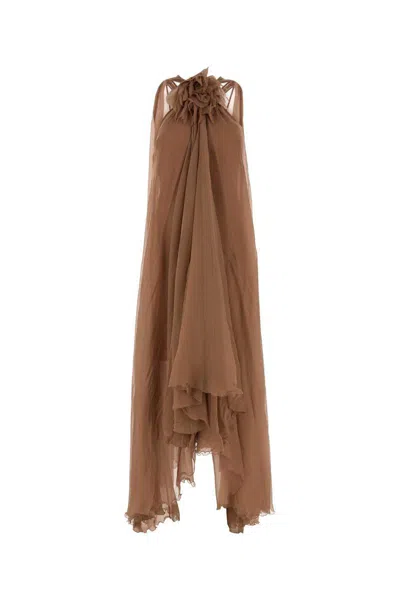 Blumarine Long Dress In Flowing Crepe Fabric