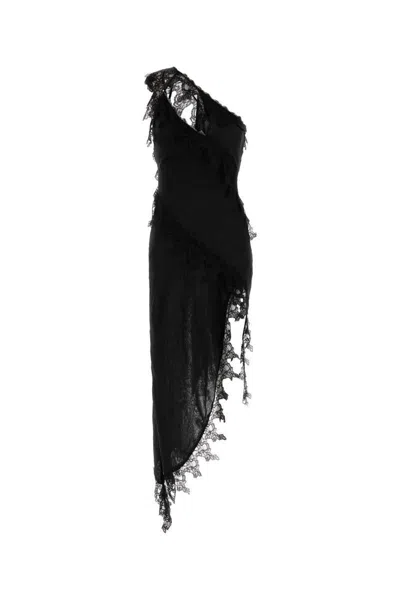 Blumarine Black Chiffon One-shoulder Dress