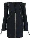 Blumarine Off-shoulder Zip-up Denim Dress