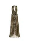 Blumarine Georg Leopard-print Maxi Dress In Blackcognac