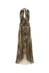 Blumarine Georg Leopard-print Maxi Dress In Blackcognac