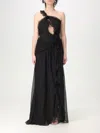 Blumarine Ruffled Halterneck Silk Maxi Dress In Black
