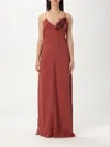 Blumarine Brick Crepe Dress In Braun