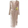 Blumarine Velvet Midi Dress In Gray