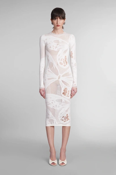 Blumarine Dress In Beige Polyamide In Bianco