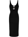 Blumarine Black Viscose Stretch Midi Dress