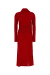 Blumarine Jersey Dress With High Neckline And Long Sleeves In Red