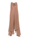 Blumarine Floral-brooch Maxi Dress In Sand