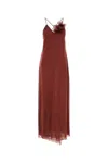 Blumarine Brick Crepe Dress In Sequoia