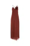 Blumarine Brick Crepe Dress In Sequoia