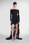 Blumarine Ruffled Chiffon Off-the-shoulder Dress In Black