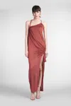 Blumarine Asymmetrical Jersey Crepe Dress In Brown