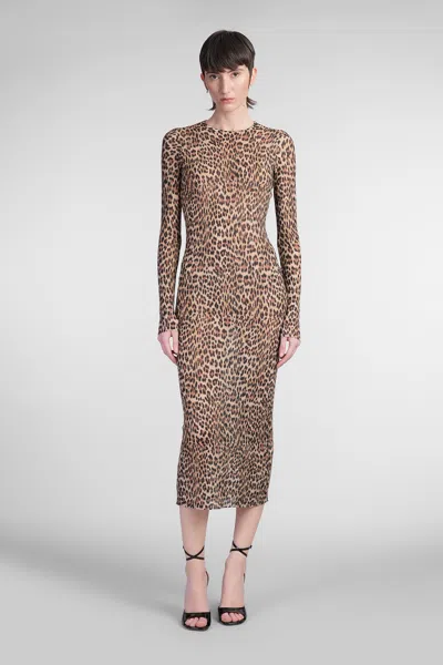 Blumarine Dress Woman In Animalier Cotton In Brown