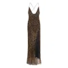 Blumarine Leopard-print Silk Gown In Brown