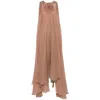 Blumarine Long Dress In Silk Georgette In Beige