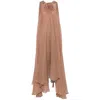 Blumarine Long Dress In Silk Georgette In Beige