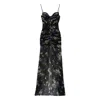 Blumarine Floral-print Ruched Maxi Dress In Black