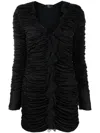 Blumarine Deep V-neck Ruched Minidress In Black