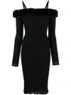 Blumarine Black Viscose Stretch Off Shoulder Dress In Black