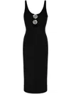 Blumarine Black Viscose Stretch Midi Dress In Black