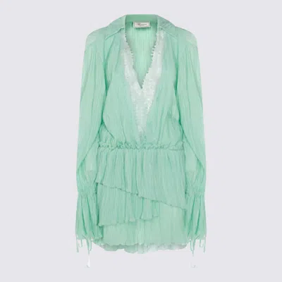 Blumarine Ruffled Long-sleeve Dress In Green