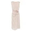 Blumarine Midi Dress In Twill With 3d Flower In Pink