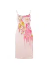 Blumarine Floral-print Midi Dress In Pink+vivid Rose