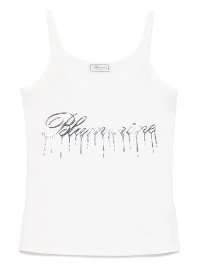 Blumarine Dripping-logo Tank Top In White