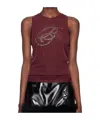 Blumarine Elastic Mesh Vest In Red