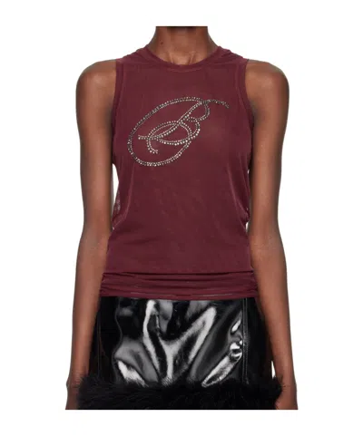 Blumarine Elastic Mesh Vest In Red