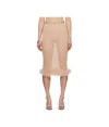 Blumarine Pink Knit Midi Skirt In Nude