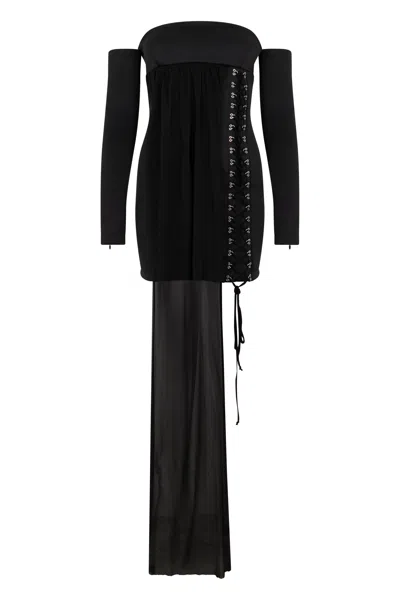 Blumarine Elegant Off-shoulder Mini Dress In Black
