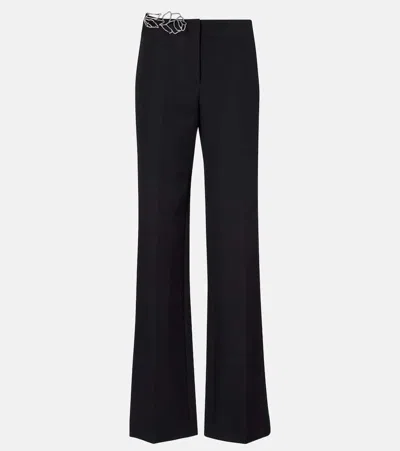 Blumarine Embellished Crêpe Cady Flared Pants In Black