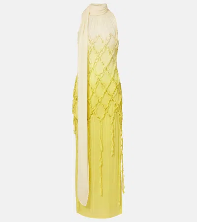 Blumarine Embellished Crepon Maxi Dress In Multi