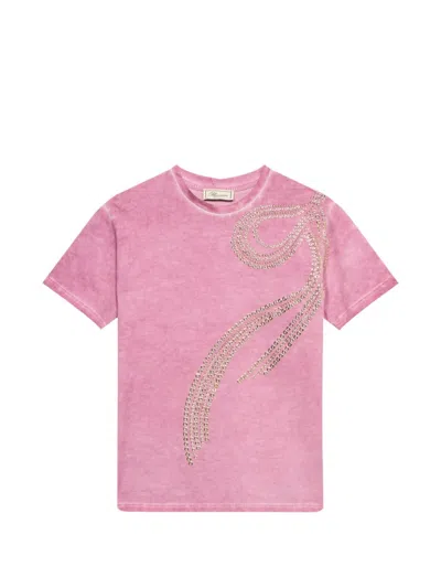 Blumarine Embellished Eyelet-detail T-shirt In Pink