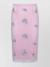 Blumarine Embellished Floral Fringe Sheer Overlay Skirt