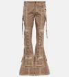 Blumarine Embellished Low-rise Flared Jeans In Coffee Liqueur