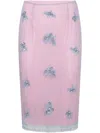 Blumarine Embellished Floral Fringe Sheer Overlay Skirt In Pink