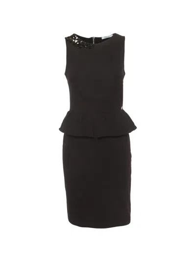 Pre-owned Blumarine Embellished Peplum Midi Dress In Black