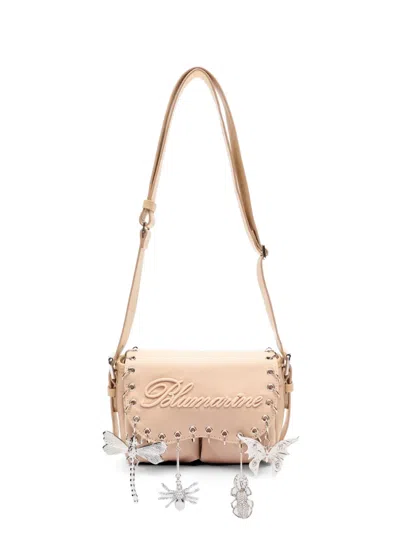 Blumarine Embellishment Shoulder Bag In Neutral