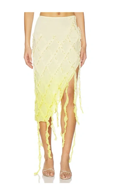 Blumarine Embroidered Creponne Skirt In Yellow