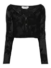 Blumarine Embroidered Cropped Cardigan In Black