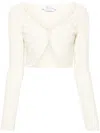 Blumarine Embroidered Cropped Cardigan In Neutrals