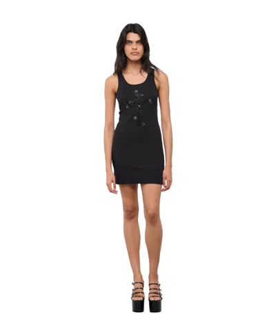 Blumarine Embroidered Knitted Dress In Black
